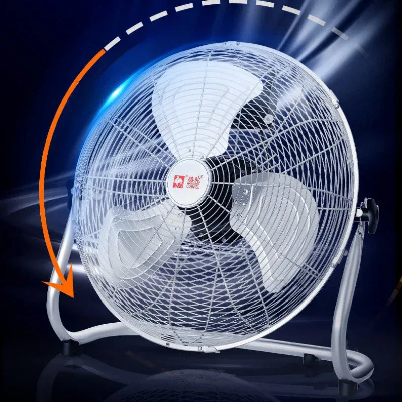 Commercial-Grade 360° Oscillating Pedestal Fan with Wide-Angle Airflow, Silent High-Power Industrial Blower for Factories/Homes