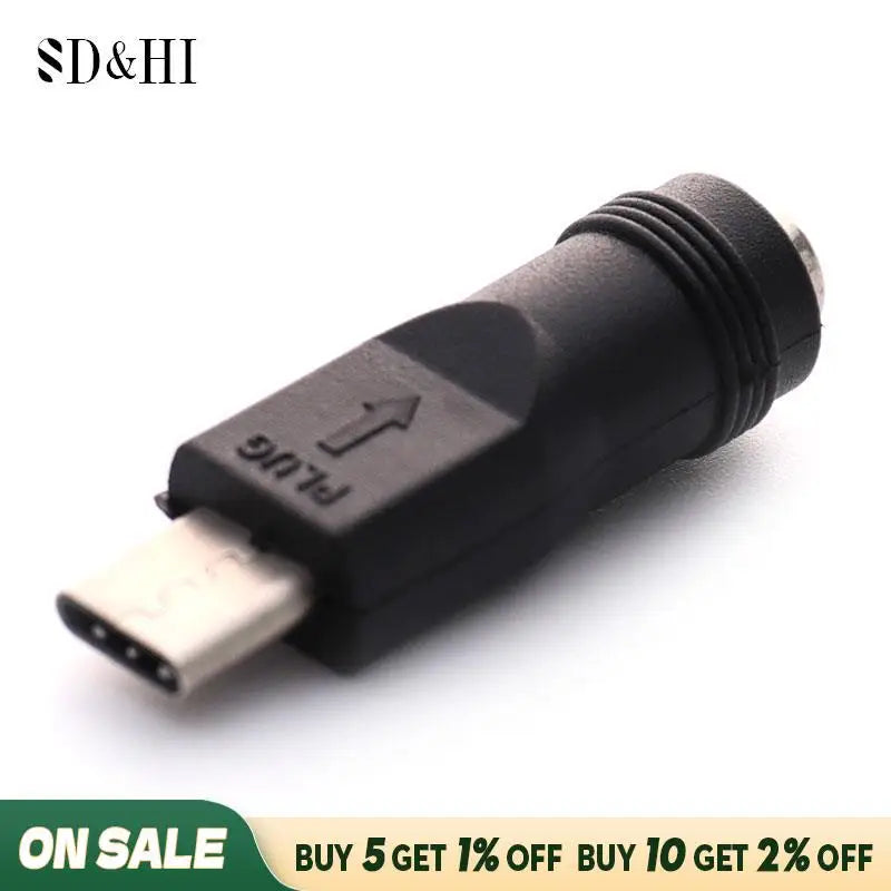 1/2pcs DC Power Adapter Converter 5.5x2.1mm Female Jack To USB Type C Male Connector DC To USBC For Laptop Notebook Computer