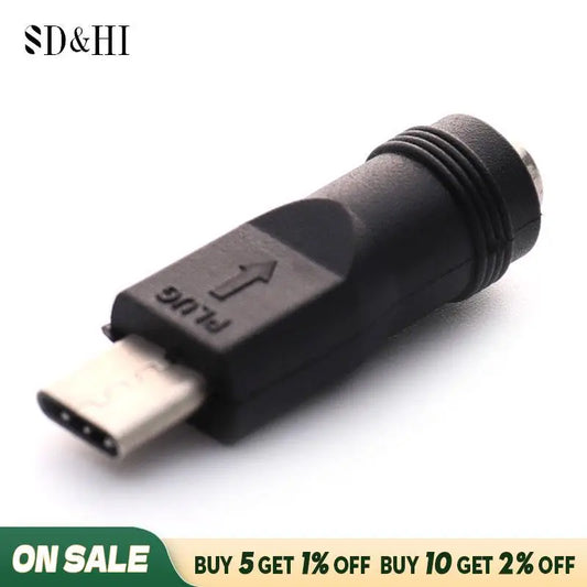 1/2pcs DC Power Adapter Converter 5.5x2.1mm Female Jack To USB Type C Male Connector DC To USBC For Laptop Notebook Computer by PDG ibma