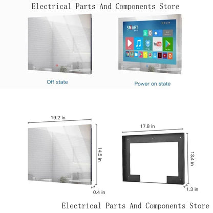Go Haocrown 19 Inch Touchscreen Mirror TV Bathroom, IP66 Waterproof Android Television Built-In Wi-Fi ATSC Tuner -- US