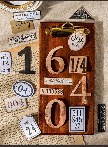 Journal GO 20pcs Creative Hard Card Vintage Numbers Stickers for Photo Frame Scrapbooking Journaling diy Retro Number Sticker
