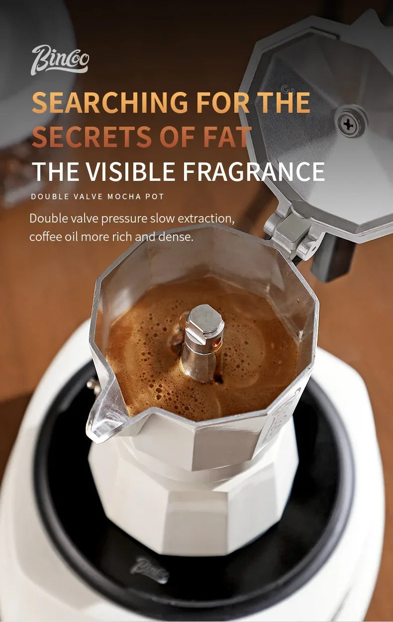 Bincoo Double Valve Moka Pot Coffee Espresso Machine Electric furnace Hand Brewed Coffee Italian Home Outdoor Barista Tools 220V