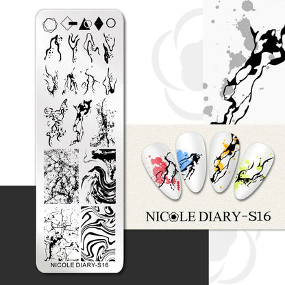 NICOLE DIARY Rose Flower Nail Stamping Plates Image Template Valentine's day Love Heart Printing Stencil Nail Art Manicure Tools