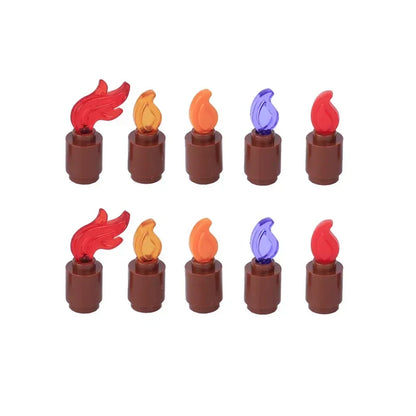 MOC Medieval Campfire Building Block Flame Wave Candle Transparent Wine Bottle Educational Toy Compatible Accessories Brick K054
