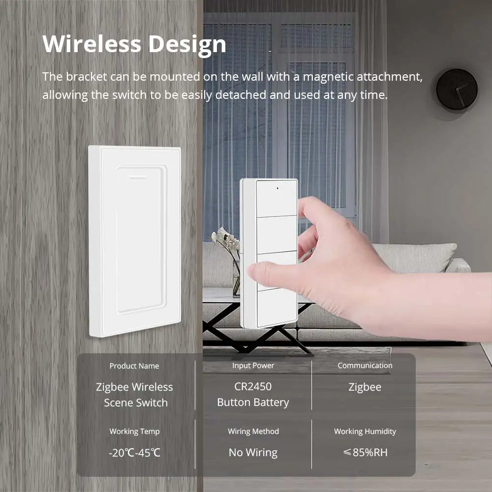 Zemismart Zigbee Wireless Switch,US Standard Scene Controller, Work with Tuya,Home Assistant, Homey, Hubitat,Smartthings