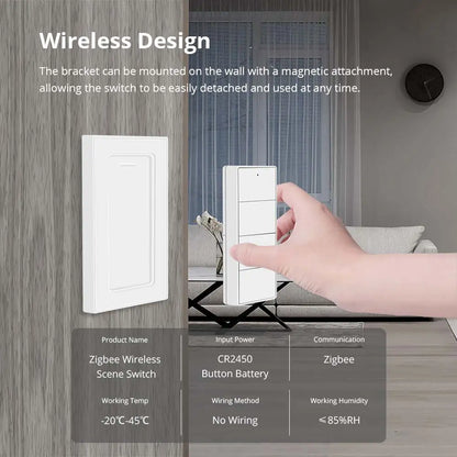 Zemismart Zigbee Wireless Switch,US Standard Scene Controller, Work with Tuya,Home Assistant, Homey, Hubitat,Smartthings