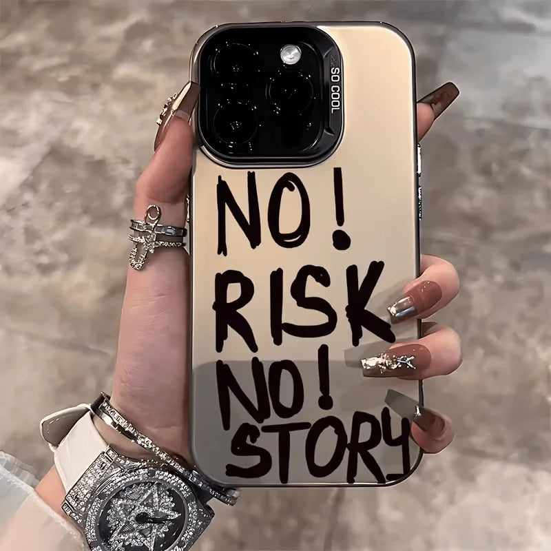 NO! RISK NO! STORY pattern phone case suitable for iPhone 17 16 15 14 13 12 11 Pro/Max/Plus anti drop and shockproof back cover