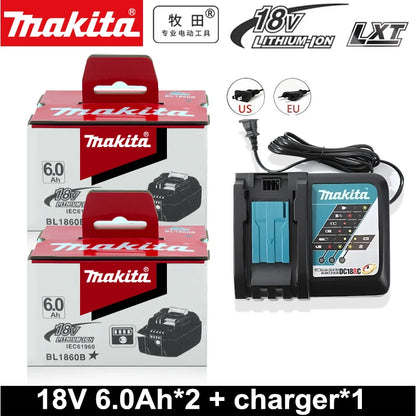Genuine Makita 6.0Ah for Makita 18V Battery BL1830B BL1850B BL1850 BL1840 B0L1815 Replacement Lithium Battery DC18RC Chargers