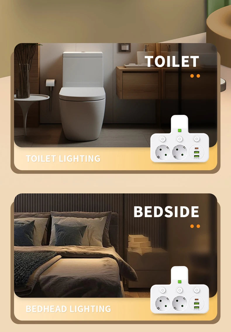 EU plug AC socket power board multi-layer wall socket universal network filter, with or without USB independent switch light ada