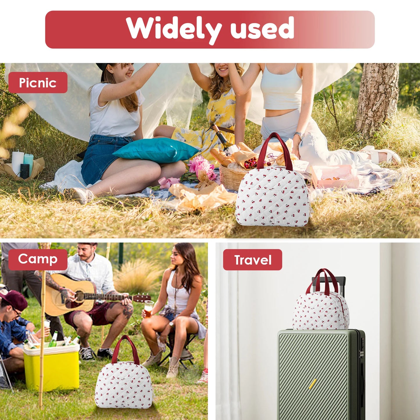 7L Portable Lunch Bags Thermal Insulation Lunch Box With Double Zipper Lunch Storage Bag Large Capacity School Picnic Handbag