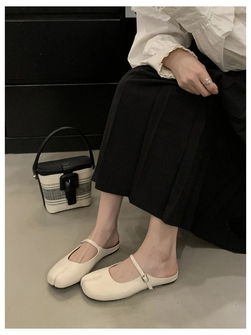 Women Tabi Ninja Slippers Brand Mules Soft Microfiber Comfy Flats Fashion Split Toe Slides Casual Loafer Shallow Ballerina Mujer
