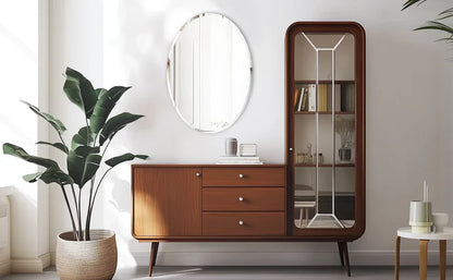 Frameless Oval Wall Mirror High Definition Elliptical Vanity Mirror with Beveled Silver Edge for Bathroom Bedroom Livingroom