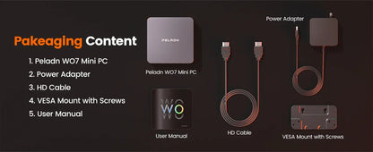 PELADN WO7 Mini PC AMD Ryzen 7 7735U (8C/16T, up to 4.75Ghz) 32GB DDR5+1TB SSD WiFi6 BT5.2 Quadruple-Display Mini Computer