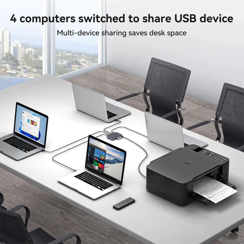 USB 3.2 Switcher KVM Switch Shared Controller Adapter 10Gbps Rate Support Fit Computer Laptop Mouse Keyboard Share 4 USB Ports
