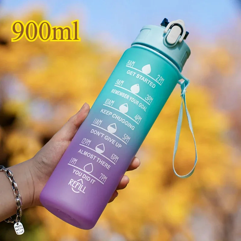 3PCS Sports Water Bottle with Time Marker Leak-proof Cup Motivational Portable Water Bottle for Outdoor Sport Fitness BPA Free
