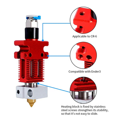 High Quality 3D Printer Parts Hotend Print Head MK8 Extruder Kit J-head Hot End For Creality CR10 Ender 3 S1 CR10S Pro CR-6 SE