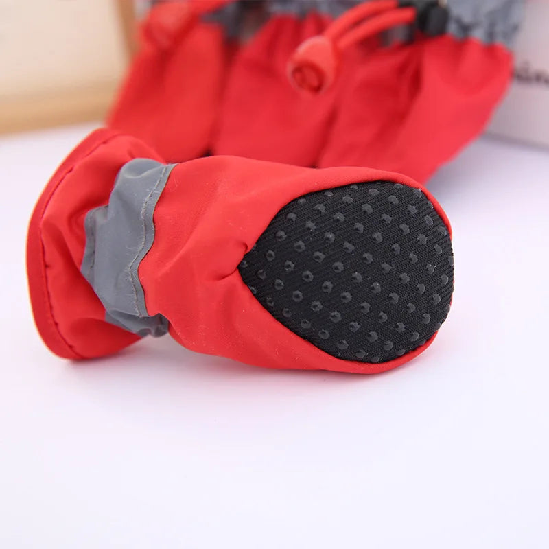 4pcs Antiskid Puppy Shoes Waterproof Winter Pet Dog Anti-slip Rain Snow Boots Footwear Thick Warm For Prewalkers Socks Booties