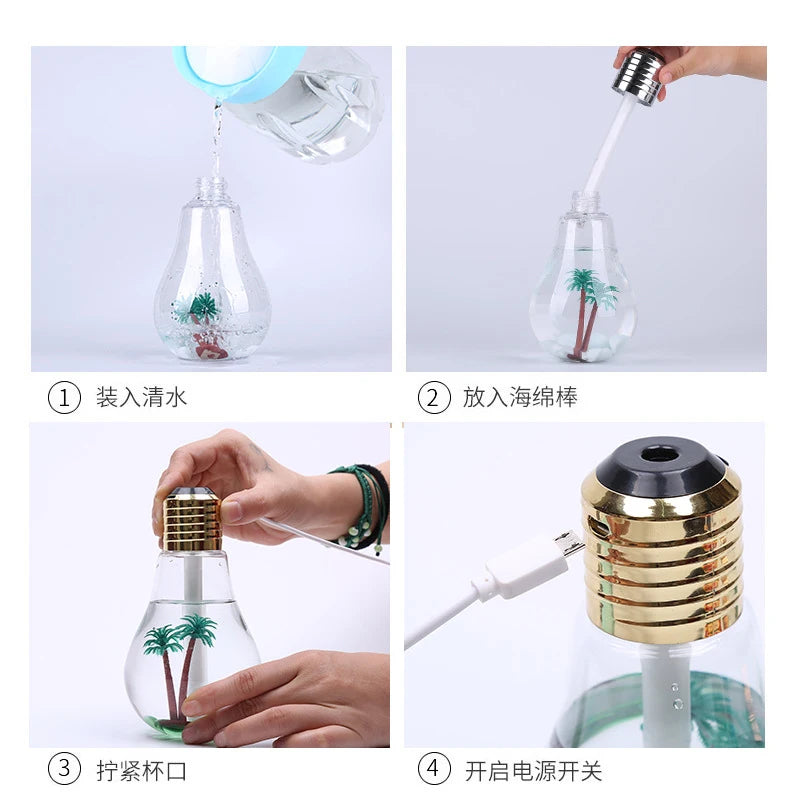 New Small Bulb Humidifier Bedroom Ultra Large Mist Desktop Air Humidifier