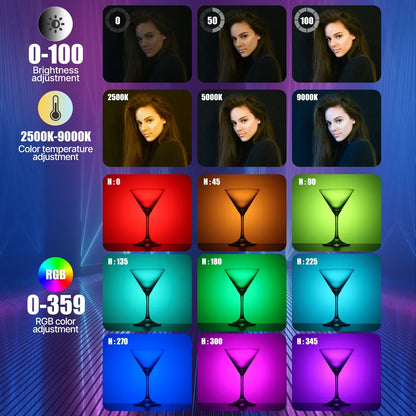 Ulanzi VL110 Handheld RGB Light Tube Stick Video soft Light 2500-9000K LED Photography Stick LED Light Wand Rechargeable