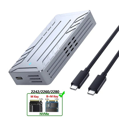 40Gbps USB 4.0 SSD Enclosure Thunderbolt USB-C M.2 NVMe SSD Case Compatible with USB 3.2/3.1/3.0 For Macbook iPad Phone Laptop