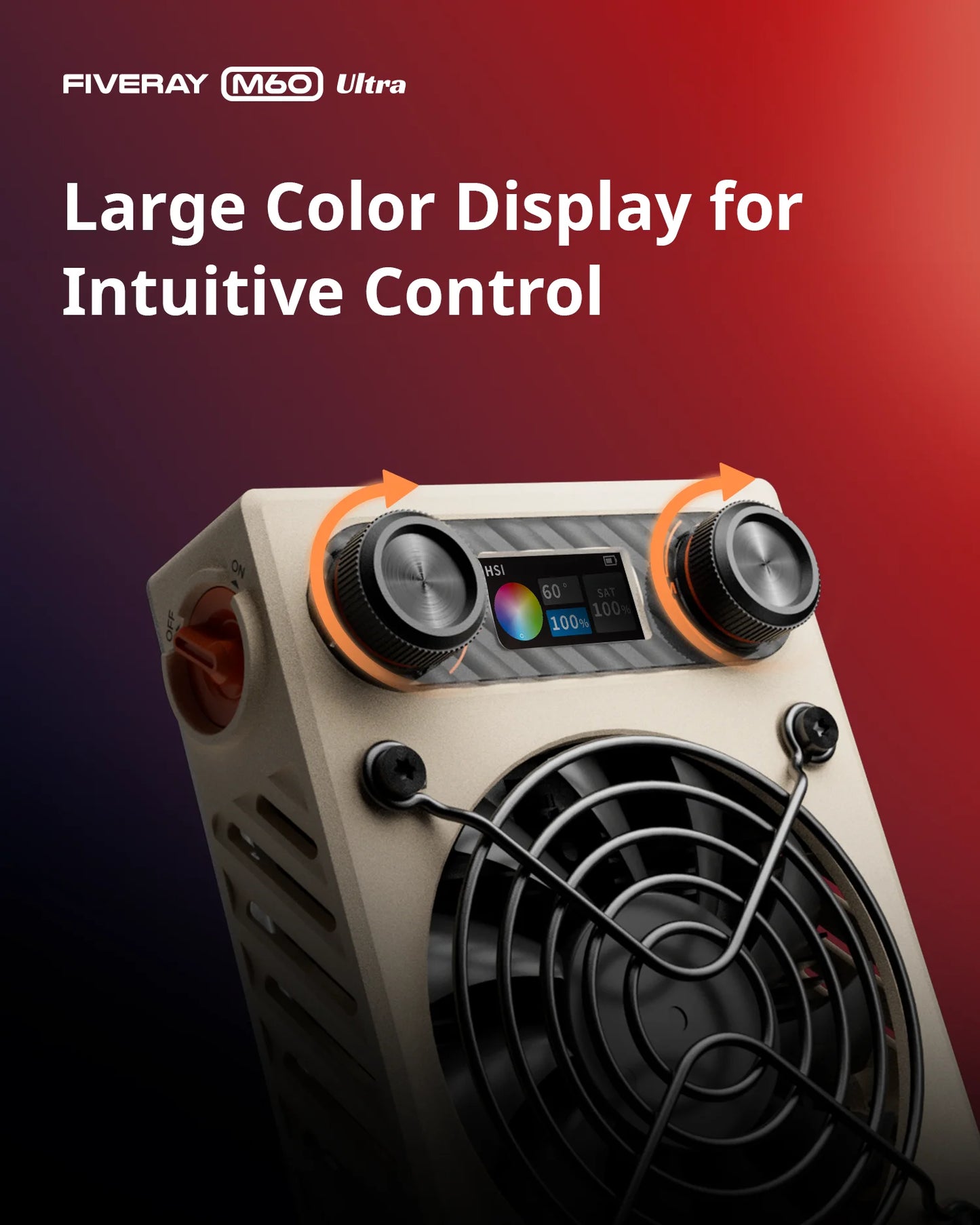 ZHIYUN FIVERAY M60 Ultra 60W RGB COB Pocket Light, High CRI ≥95, Full-Color 2500‑10000K, 4500mAh Battery, APP Control for Vlog