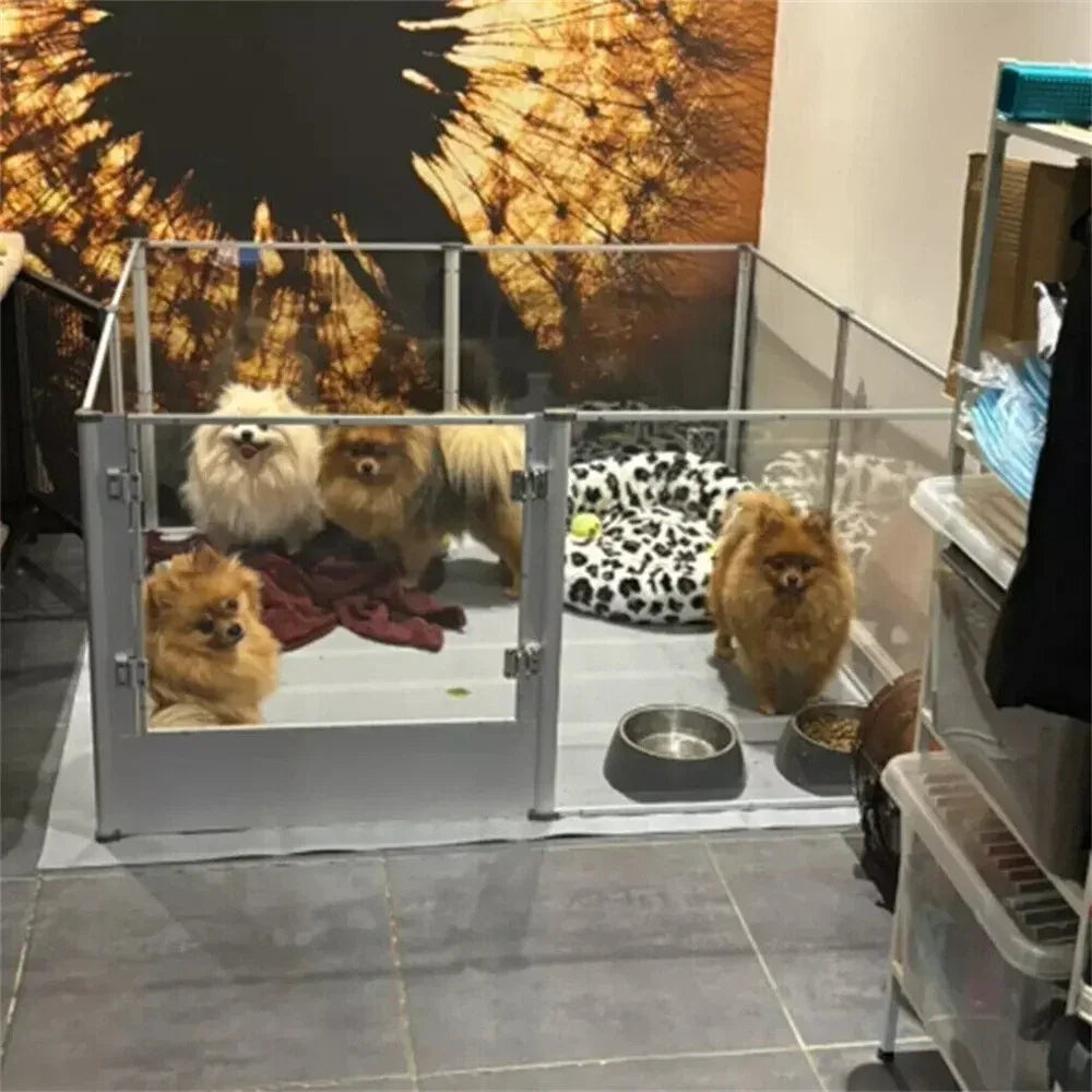 1Pc Large Acrylic Dog Playpen Cage Whelping Pen Box Indoor Enclosure Pet Clear Fence Puppy Playpen with Waterproof Fertility Pad