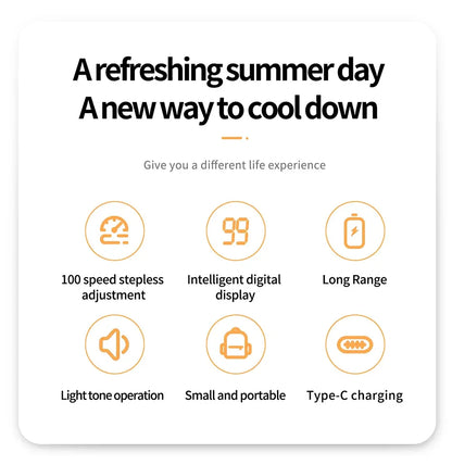 2025 New 3000mAh 100 Gears High Speed Fan Mini Air Conditioner Portable Fan Air Cooler with LED Display Screen Super Cool Wind