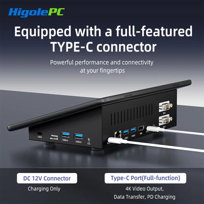 Higole F10 10.1'' Fanless Mini PC Intel N5095 Windows 11 WiFi5 8GB 128GB 5000mAh 4K RS-232 RJ45 Laptop Desktop PC Mini Computers