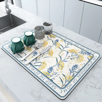 Super Antiskid Large Kitchen Absorbent Draining Mat Super Absorbent Draining Coffee Dish Drying Mat Quick Dry Bathroom Drain Pad