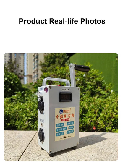 30W Hand Crank Generator Portable Mobile Phone Power Bank High Power Large Capacity 12V/5V Outdoor Manual Capacitor Generator