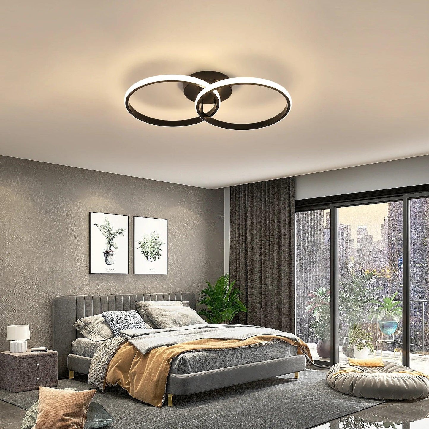 LED Ceiling Light 42W 4000LM,Double Ring LED Ceiling Light,4500K,Modern LED Ceiling Light,Ceiling Lamp for Living Room