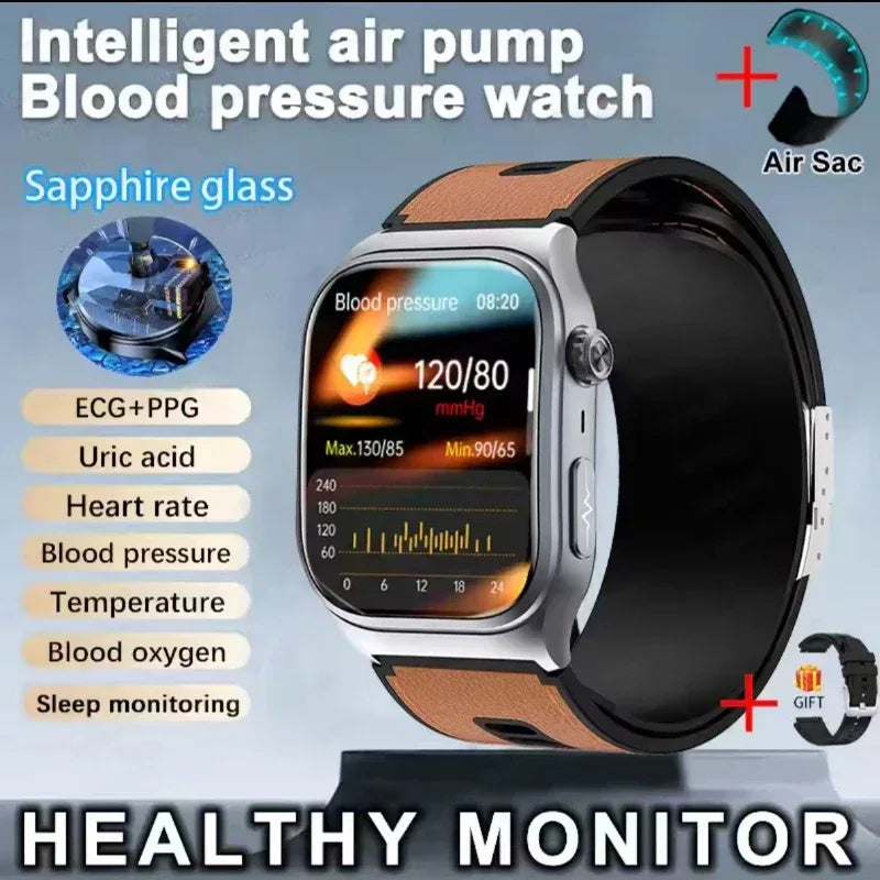 Sapphire Glass Air Pump Airbag Test Three High Smart Watches Men ECG Heart Rate Blood Pressure Health Tracker NFC Smartwatch