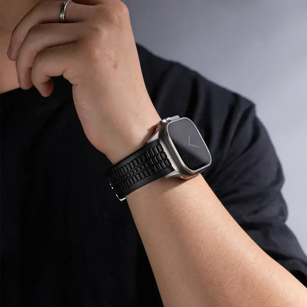 Silicone Band for Apple Watch Ultra 3/2 49mm Strap Men Sport Bracelet for Iwatch 11 10 9 8 7 6 5 Se 46mm 45mm 44mm  Watchband