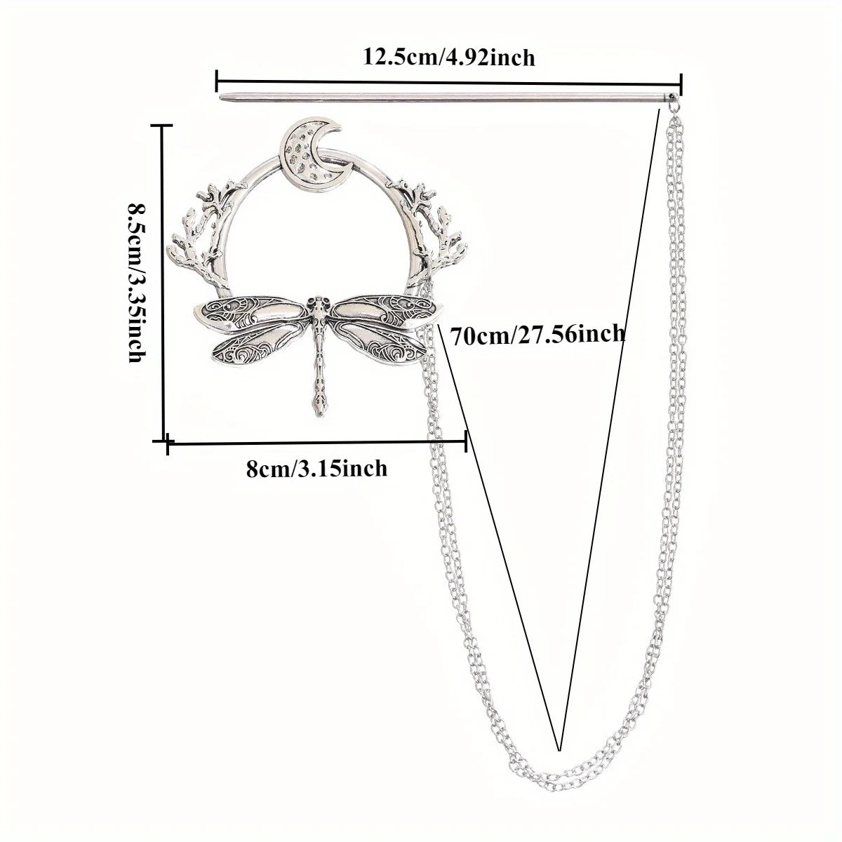 Viking Retro Dragonfly Moon Hairpin Branch Hairpin Women's Fashion Trend Versatile Hair Accessories Scandinavian Norwegian Style Accessories Party Accessories Valentine's Day Mother's Day Holiday Gift