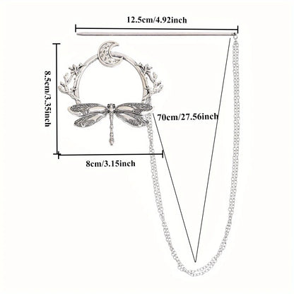 Viking Retro Dragonfly Moon Hairpin Branch Hairpin Women's Fashion Trend Versatile Hair Accessories Scandinavian Norwegian Style Accessories Party Accessories Valentine's Day Mother's Day Holiday Gift