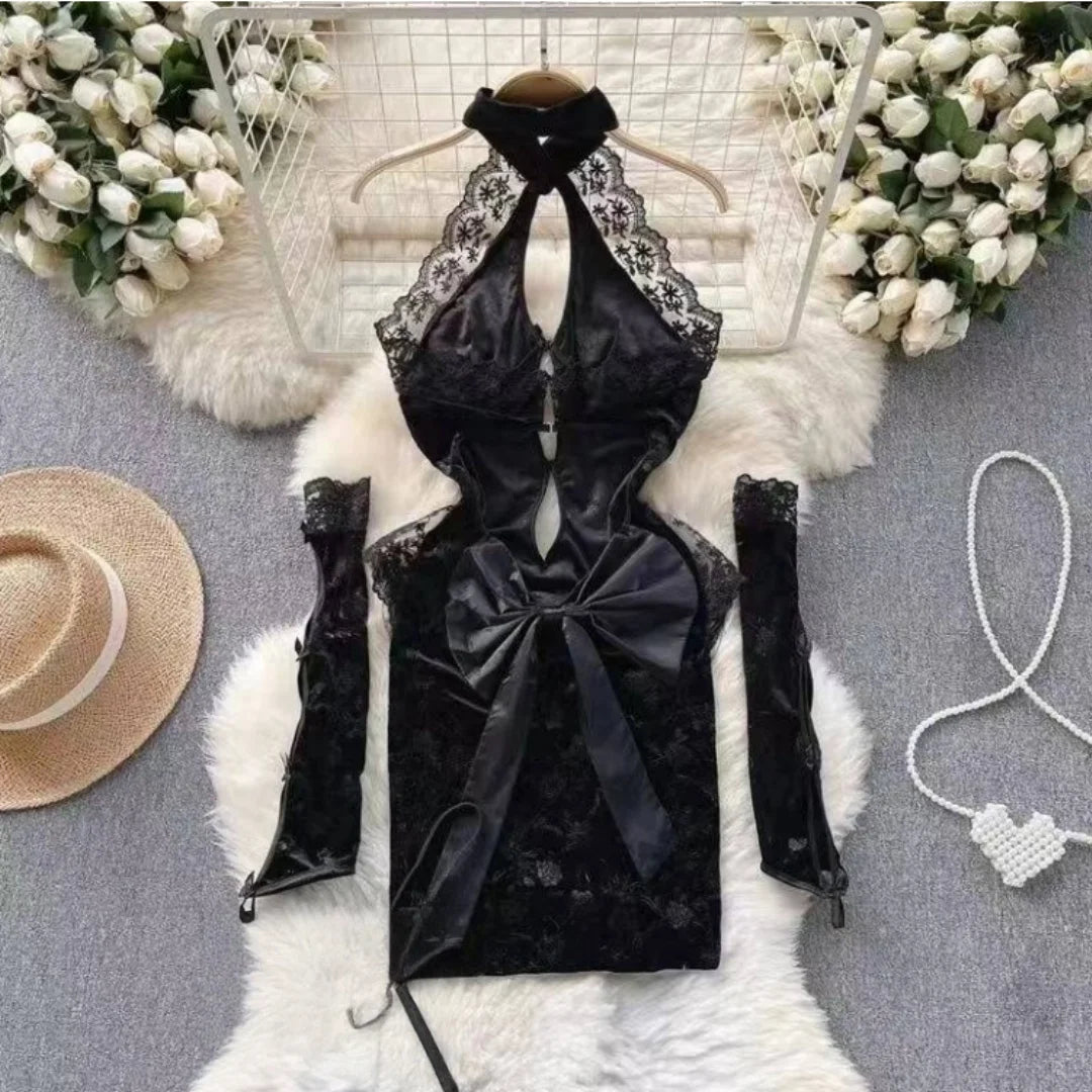 Woman Plus Size Sexy V-Neck Strap Dress Lace Trim Slim Short Dress Women Fashion Comfortable Dress Party Hotsweet