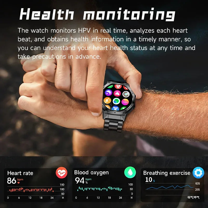 2026 800mAh Super Capacity Battery Adult Men Smart Watch 1.8-inch Large Screen Bluetooth Call IP68 Waterproof SmartWatch Sports
