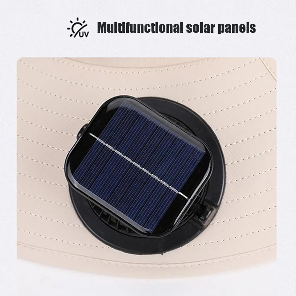 Solar Fan Hat for Men Women, Wide Brim Sun Protection Hat with Dual Solar Fans, 2-in-1 Hands-Free Cooling Cap for Hiking & Work