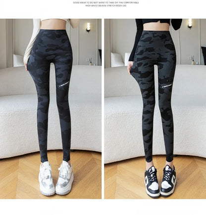 Women Camo Shark Pants High Waist Pocket Leggings Big Size Stretchy Casual Pants Fashion Skinny Yoga Fitness Pants