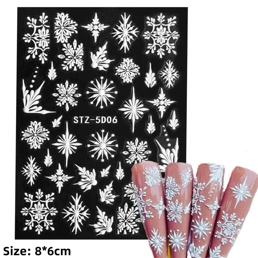 1pc Christmas Nail Art Stickers 5D Winter Holiday Themed Nail Decor Santa/Snowflakes/Christmas Trees/Gingerbread Nail Supplies *