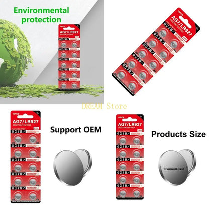 10Pcs AG7 Button Batteries LR57 LR927 395 SR927W SR57 SR927 V399 D399 GP399 SR92 best sale