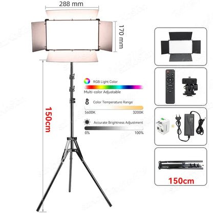 RGB Photography Video LED Fill Light Panel Photo Studio Lamp Kit For Video Recording Shoot Youtube Tiktok Live Streaming Lamp