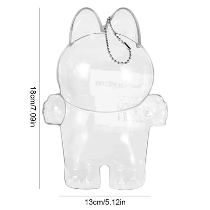 Transparent Macaron Doll Case For Labubu - Popmart Bubble Mart Storage Box, Dustproof Cover for Elf, Christmas New Year Gift