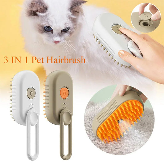3 in 1 Pet Electric Steam Brush Cat and Dog Cleaning Spray Massage Grooming Comb Retractable Handle Pet Hair Removal BeautyBrush by PDG ibma