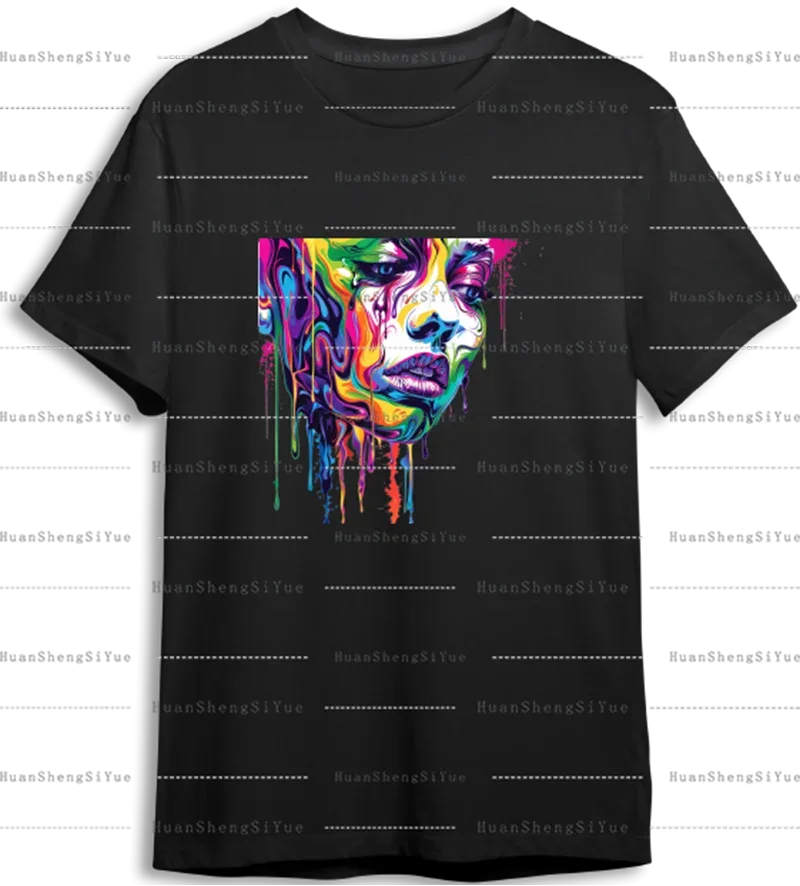 Color Fluid Painting Ironing Sticker Clothes DTF Fashion T-shirt Hoodie DIY Jacket Patch Hot Paste Paper