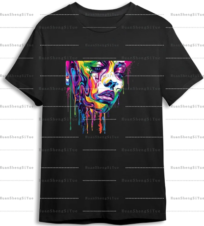 Color Fluid Painting Ironing Sticker Clothes DTF Fashion T-shirt Hoodie DIY Jacket Patch Hot Paste Paper