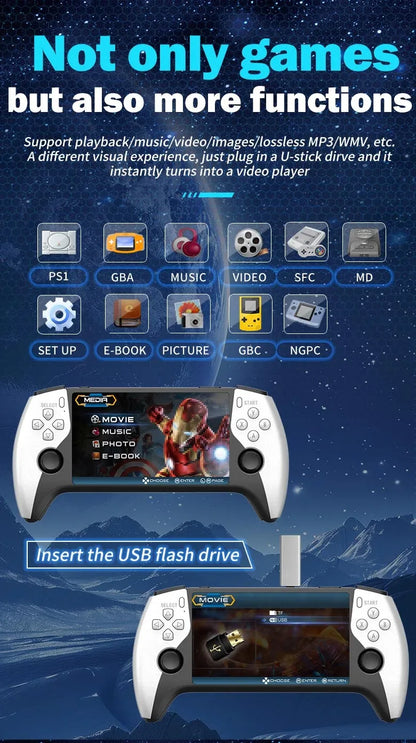 Multifunctional 5 Inch IPS HD Retro Handheld Game Console SF3500 Support Multi-System with FHD Port& Dual Core,256GB Expandable