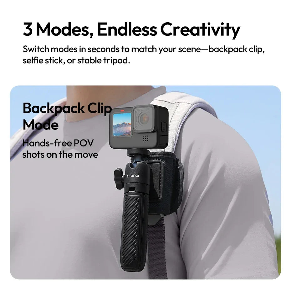 Ulanzi MT88 ClipMate Tripod Backpack Clip Selfie Stick Mode Extendable Tripod Mode Travel Photography Livestreaming Vlog Shots