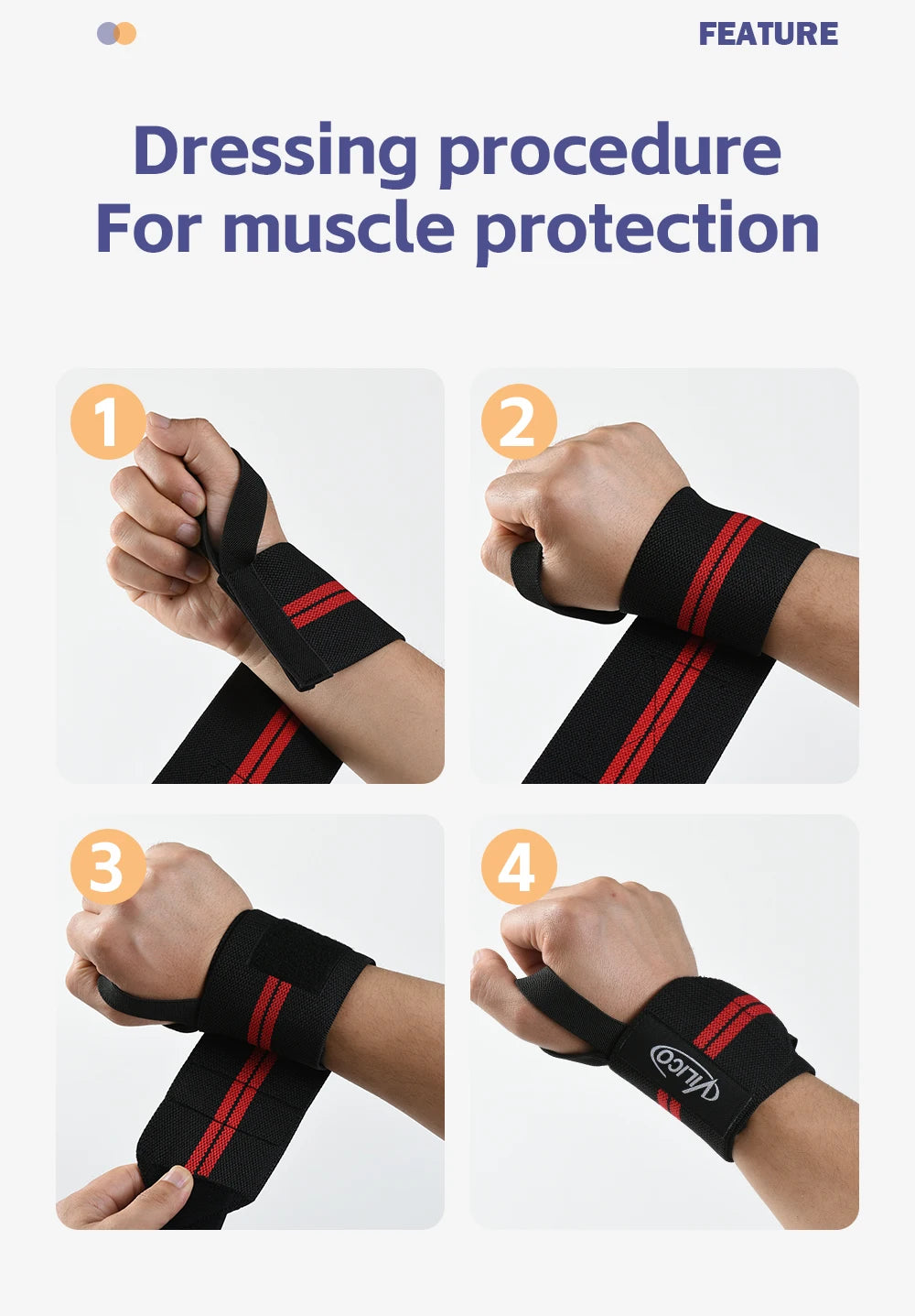 Fitness Wristband Wrapped Design With Adjustable Elasticity to Support and Stabilize The Wrist, Avoiding Wrist Injuries
