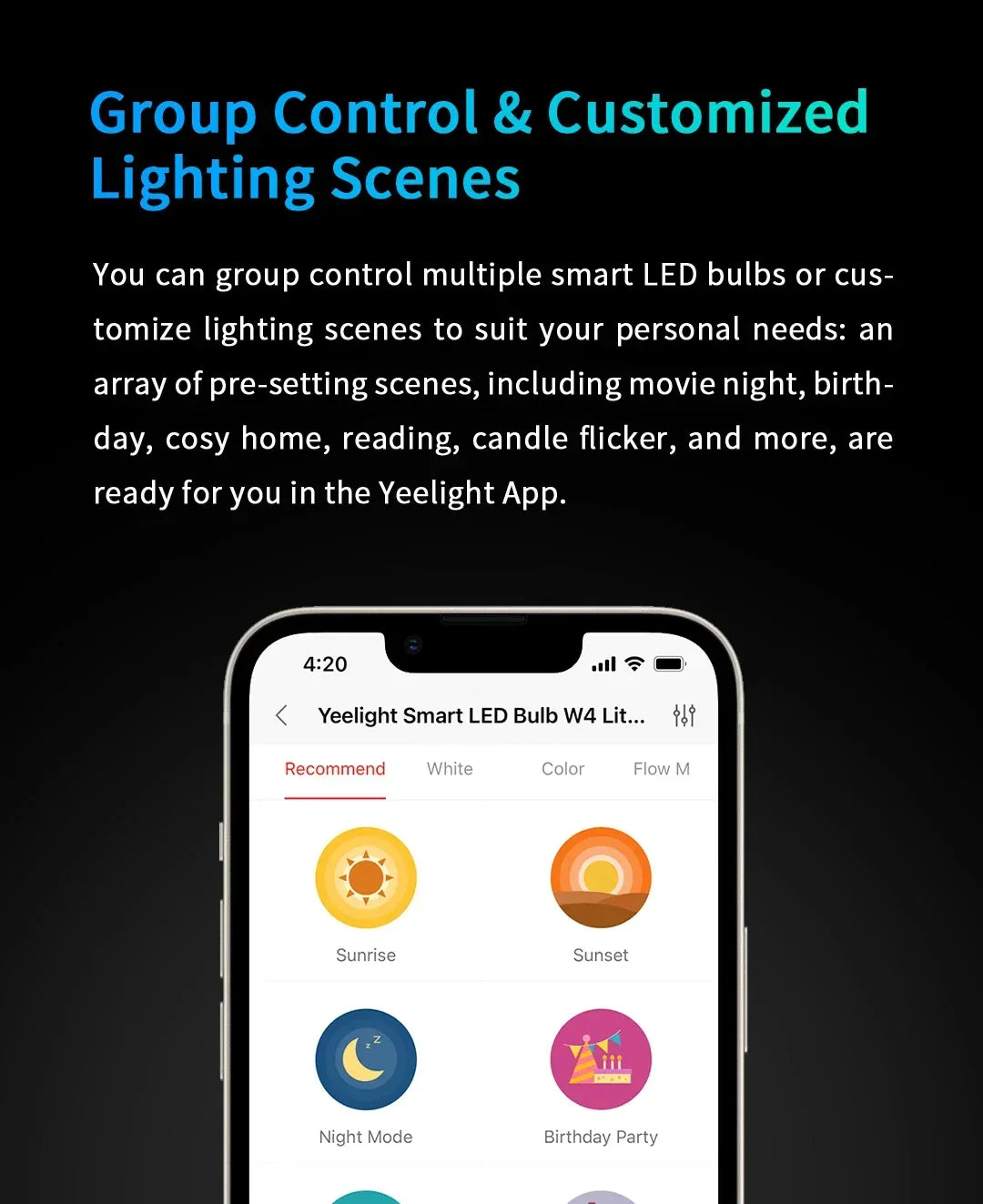 Yeelight Smart LED Bulb W4 Lite E27 BLE+WIFI 800lm 8W 2700-6500K Remote control Smart home Works on Homekit, Google, Alexa